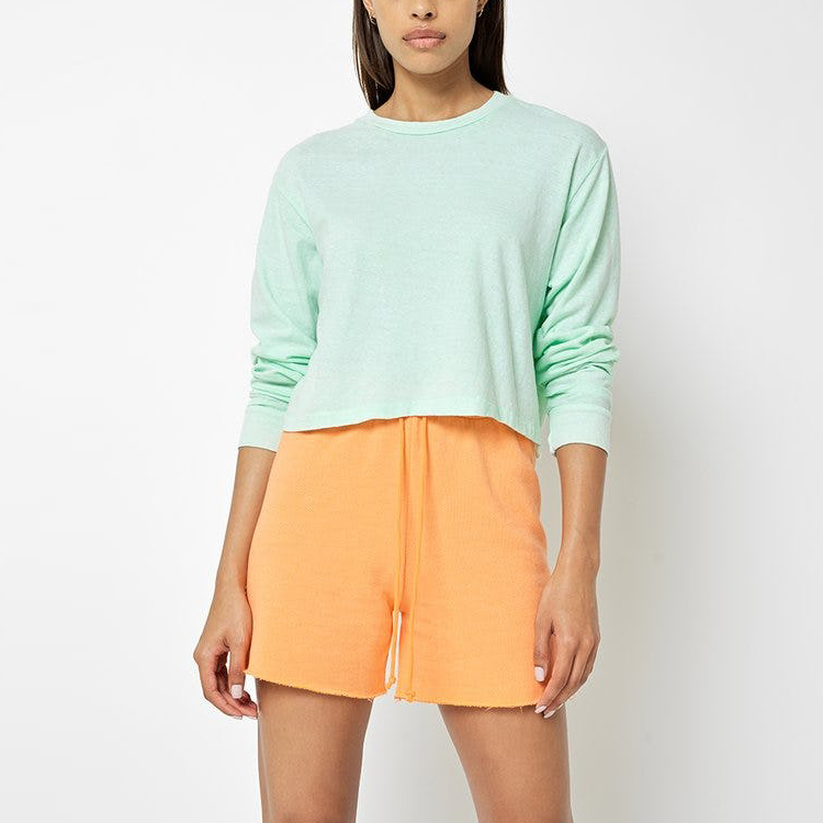 Hot sales Fitness Workout Wear Women Sports Loose Crop Long Sleeve Blank T Shirt For Women