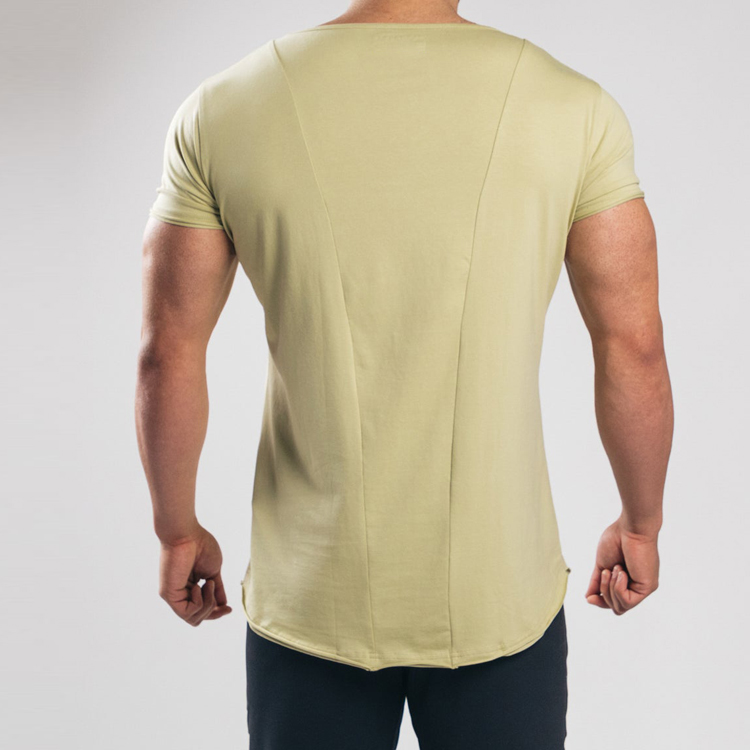 High Quality Summer Lightweight Short Sleeve Custom Scoop Fitness Plain T Shirt For Men detail pictures