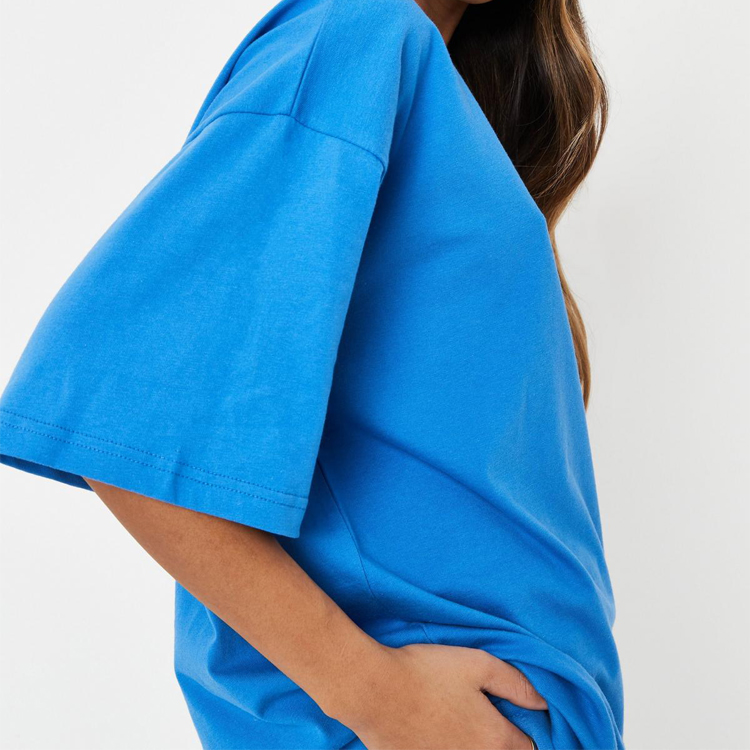 High Quality Crew Neck 100% Cotton Oversized Plain Workout T Shirts For Women detail pictures