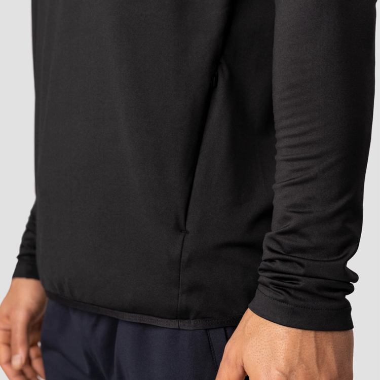 Wholesale Polyester Spandex Custom Long Sleeve Fitness Workout 1/4 Zipper Men Gym T Shirts detail pictures