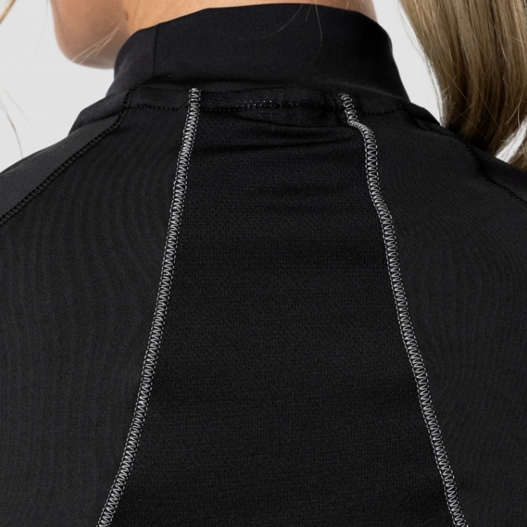 Contrast Stitching High Neck Cotton Plain Crop T Shirts Custom Printing For Women detail pictures