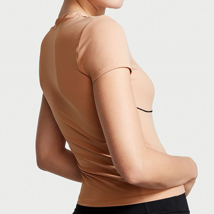 Wholesale OEM Color Block Stitching Gym Plain Athletic Slim Fit T Shirts For Women detail pictures