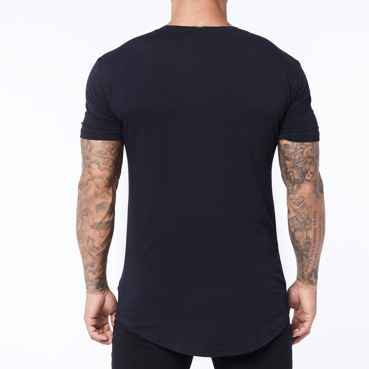 High Quality Custom Quick Dry Polyester Muscle Fit Gym T shirt For Men detail pictures
