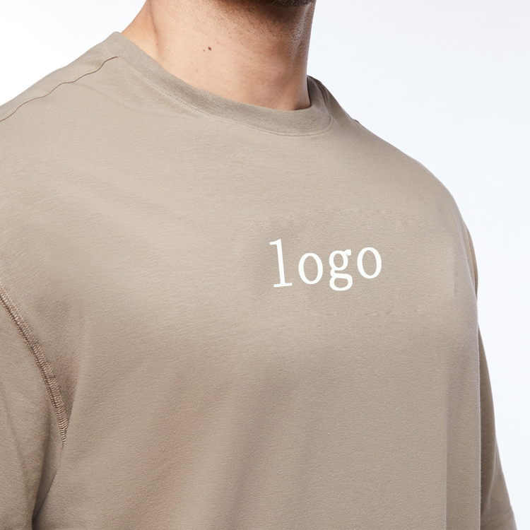 Wholesale Drop Shoulder 100%Cotton Oversized Men Plain T shirts Custom Printing detail pictures