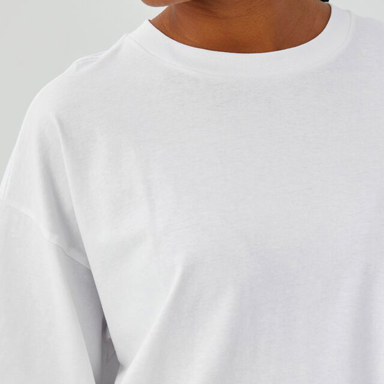 High Quality 100% Cotton Active Oversized White T Shirts Custom Logo For Women detail pictures