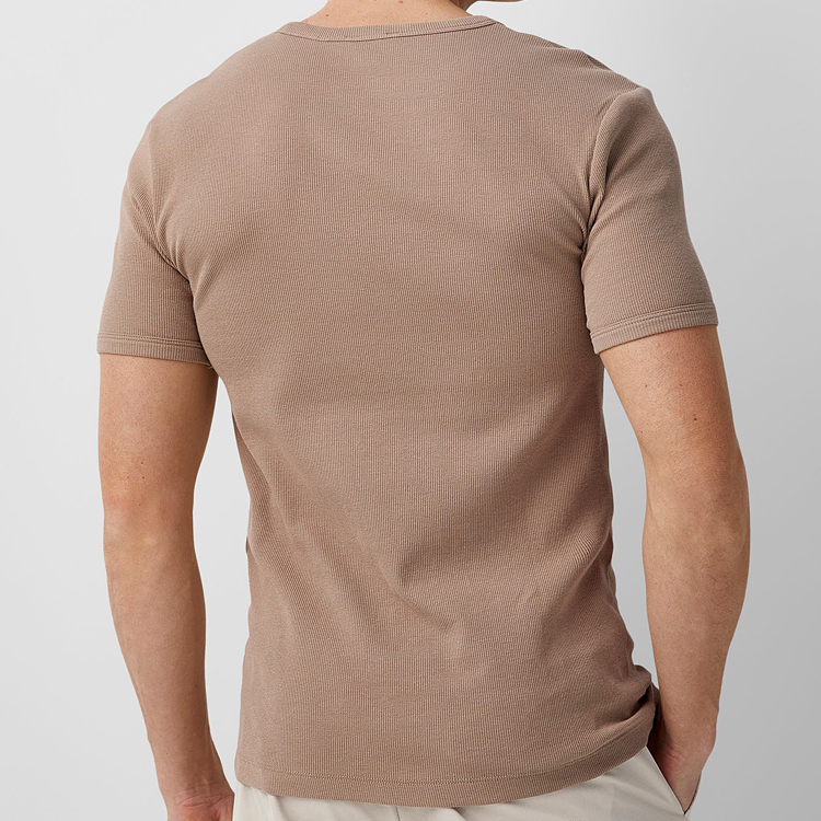 Wholesale Blank Tee Custom Logo Plain Workout Ribbed Fitted T Shirts For Men detail pictures
