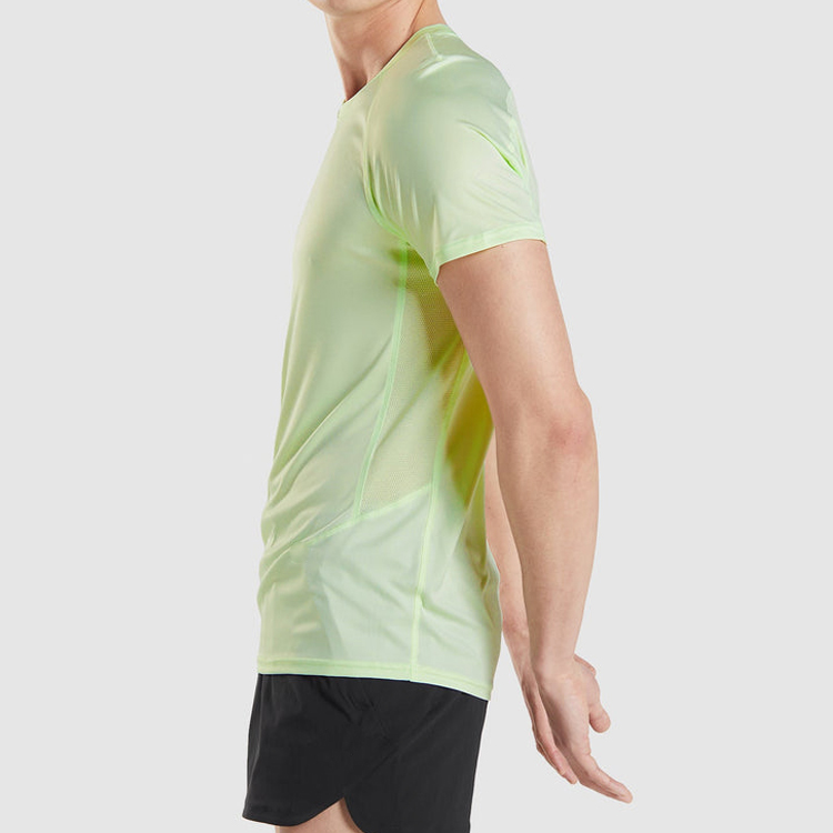 Wholesale Quick Dry Polyester Mesh Panel Slim Fit Workout Plain Gym T Shirts For Men detail pictures