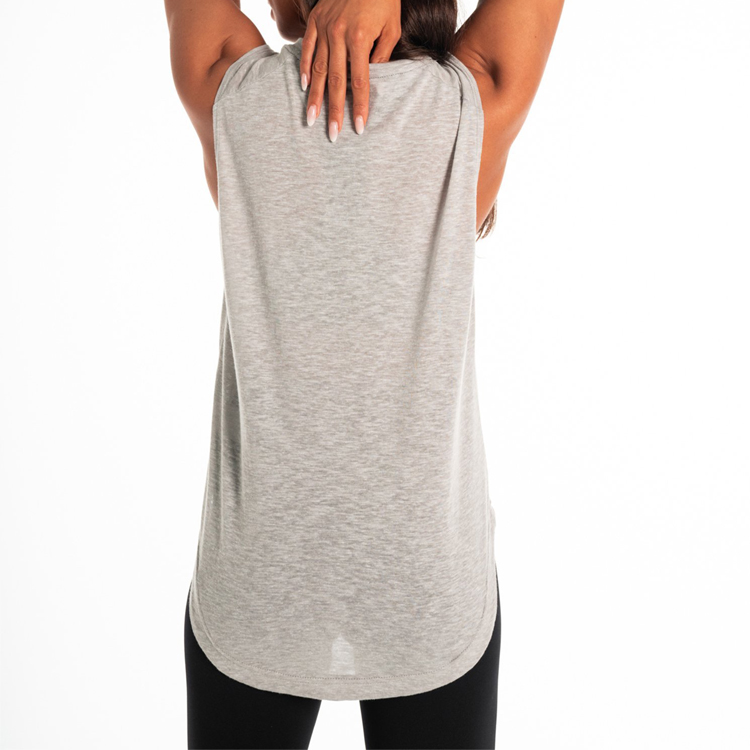 Wholesale Breathable Curve Bottom Custom Logo Blank Workout Sports Tank Top For Women detail pictures