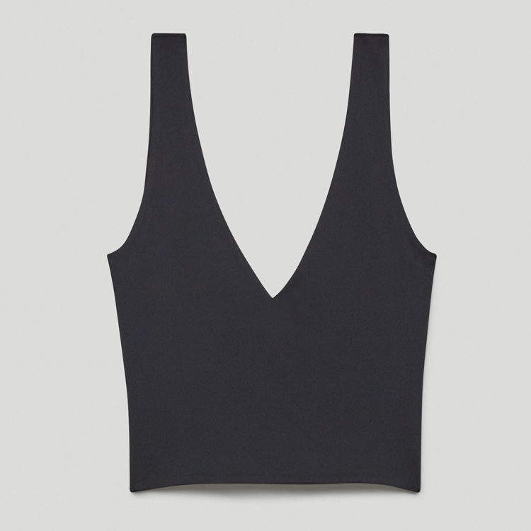OEM High Stretch Custom Logo Quick Dry V Neck Women Gym Sports Crop Tank Top detail pictures