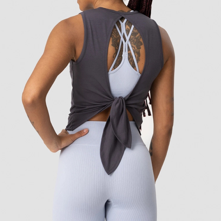 Ladies Fitness Blank Sports Slim Fit Open Back Women Custom Yoga Gym Tank Tops