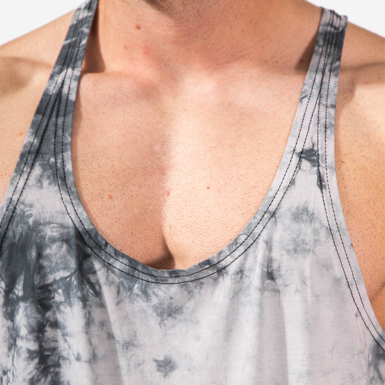 Wholesale Workout Building Stringer Custom Racer Back Tie Dye Gym Tank Tops For Men detail pictures