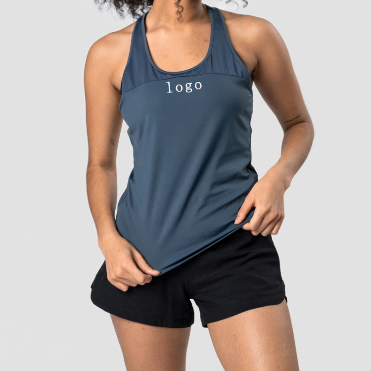 Wholesale Athletic Racer Back Stringer Custom Mesh Panel Women Plain Gym Tank Tops