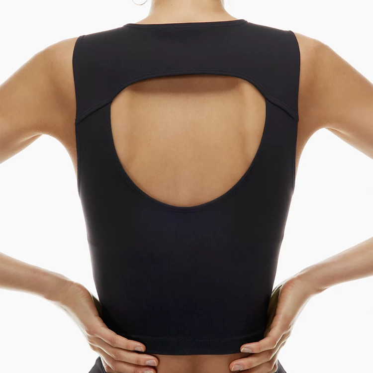 Wholesale Custom Sexy Back Cutout High Neck Workout Gym Crop Tank Top For Women detail pictures