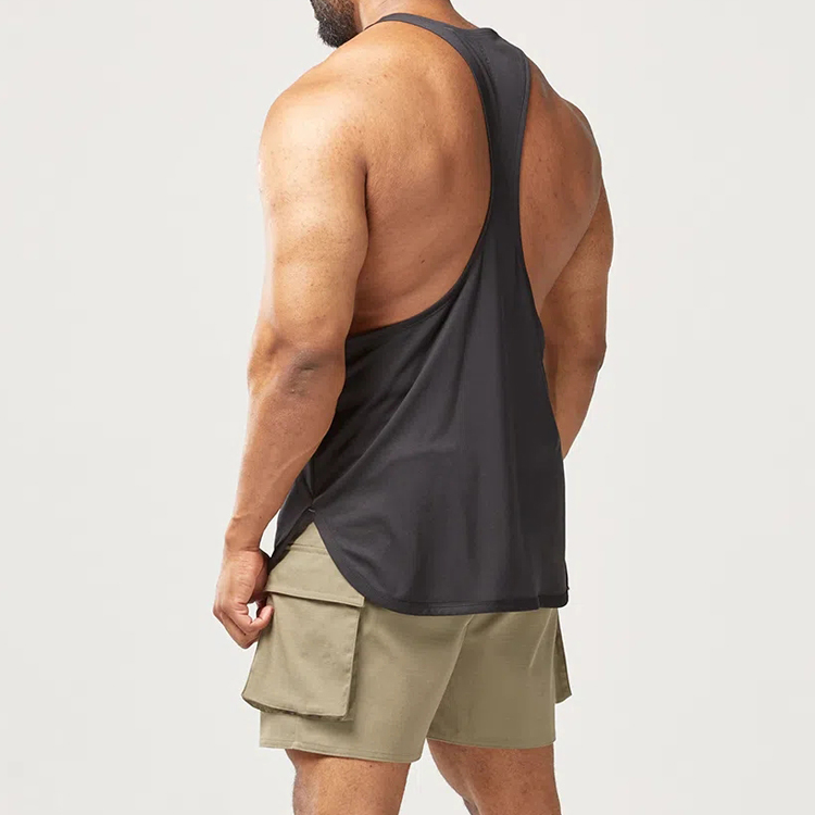 Factory Price Quick Dry Mesh Fabric Custom Plain Gym Singlet Muscle Tank Top Men detail pictures