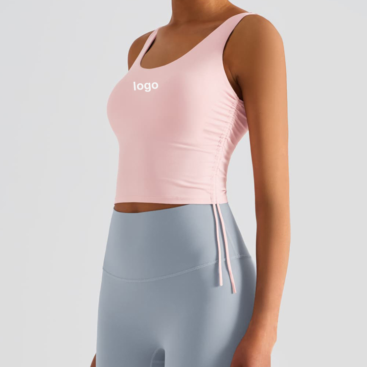 Crop Tank Top Wholesale Side Ruched Plain Fitness Women Gym Tank Top