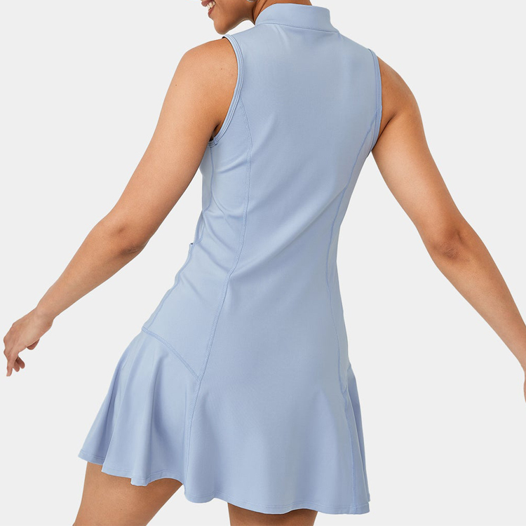 Custom Golf Tennis Dress Quick Dry Half-Zip Side Pocket Flared Tennis Skirts For Women detail pictures