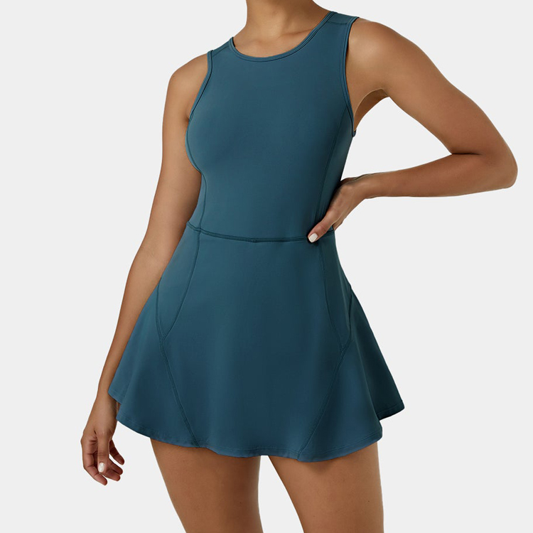 New Arrivals Custom Tennis Skirts U Back Flare Tennis Dress For Women With Lining detail pictures