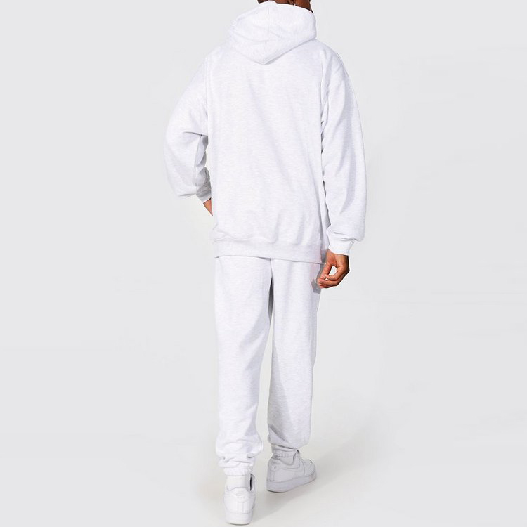 Factory Price Heavyweight 400gsm Oversized White Hoodie Tracksuit Set Custom Printing For Men detail pictures