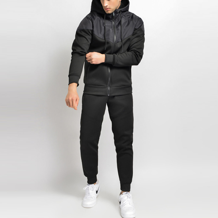 Wholesale Custom Cotton Sweatsuits Mens Gym 2 Pieces Plain Jogger Tracksuit Set