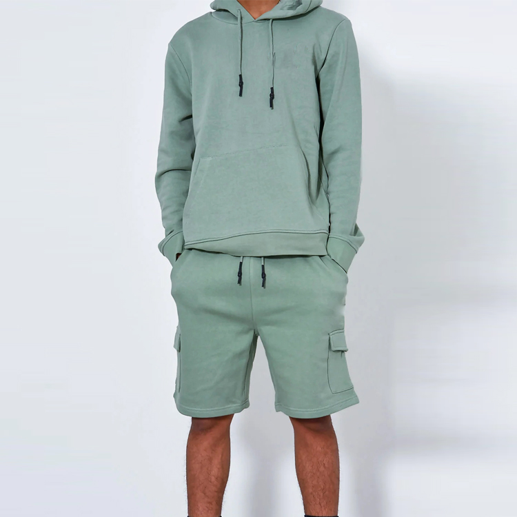 High Quality Custom 2 Pieces Cotton Polyester Jogging Shorts Tracksuit Sets For Men