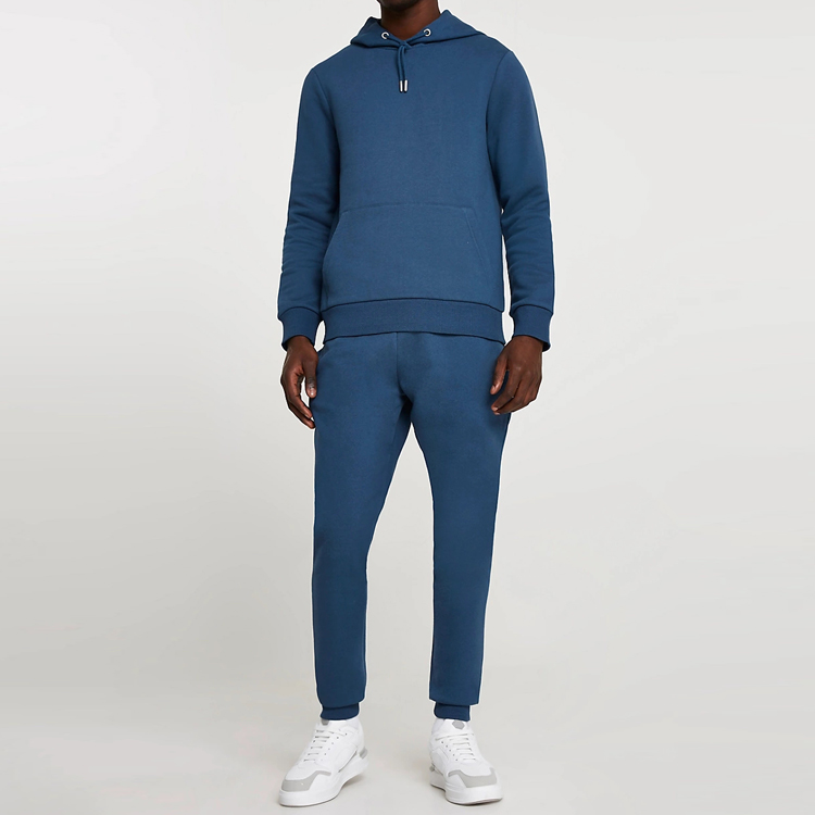 High Quality Wholesale Custom Sportswear Men 2 piece Plain Hoodie Jogging Tracksuit Set Custom Printing
