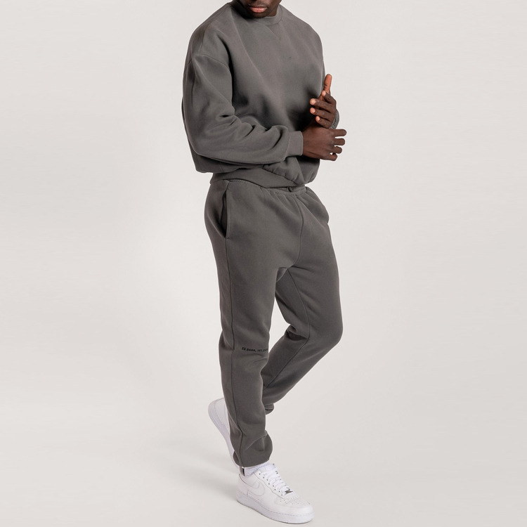 Top sell Gym Anti-Pilling 60 Cotton 40 Polyester Slim Fit Custom Jogger Tracksuit Set For Men detail pictures