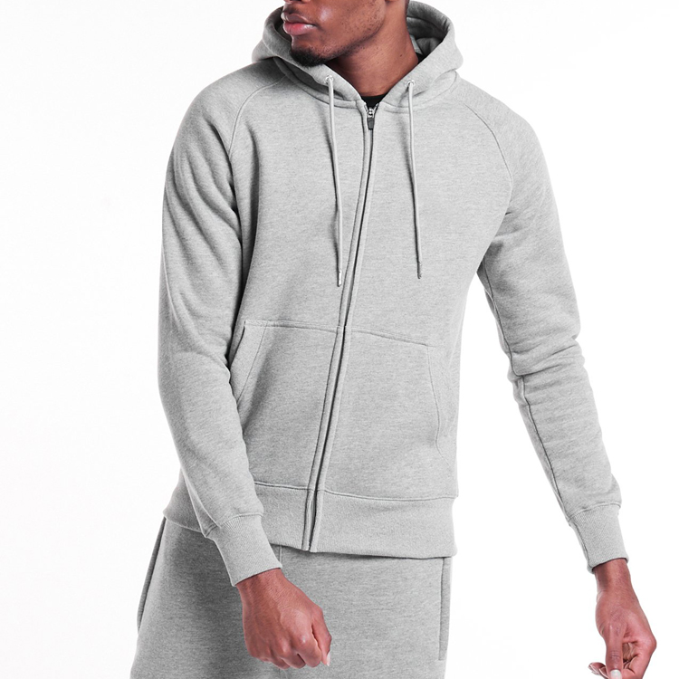 Wholesale Male Two Pieces Set Full Zip Up Hoodie Plain Cotton Tracksuit Jogging Suit Sets detail pictures