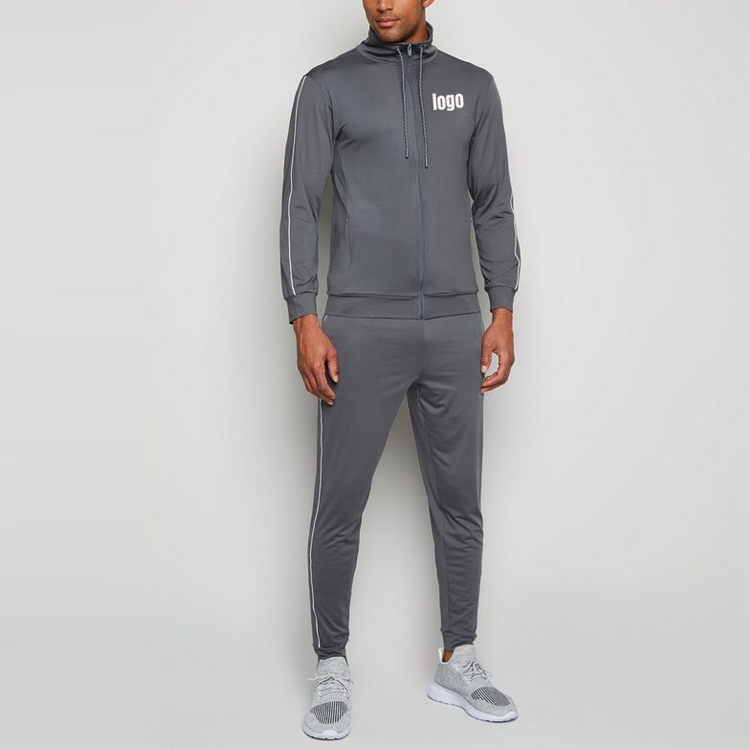 High quality Custom Logo Polyester Spandex Slim Fit Full Zipper Plain Training Tracksuits For Men
