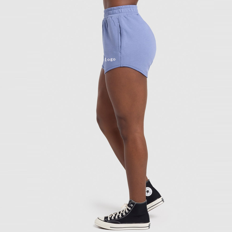 Wholesale Elastic Waist 60% Cotton 40%Polyester Custom Workout Sweat Shorts For Women detail pictures