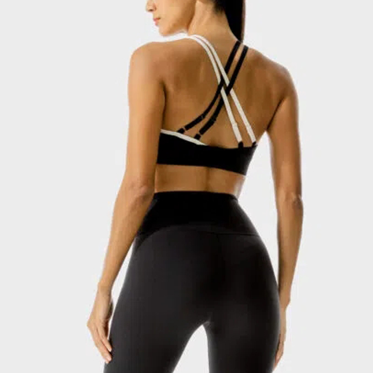 High Quality Keyhole Front Adjustable Straps Push Up Yoga Sports Bra For Women detail pictures