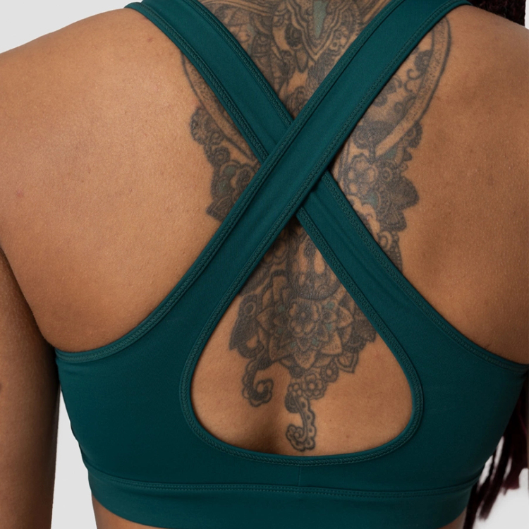 Sweat Wicking Sexy Design Front Scrunch V Neck Sports Bras Women Cross Back Yoga Bra detail pictures