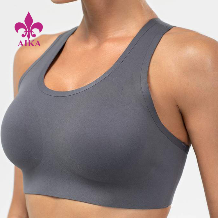 High Quality Four Way Stretch Custom Logo Racer Back Yoga Sports Bra For Women With Hook