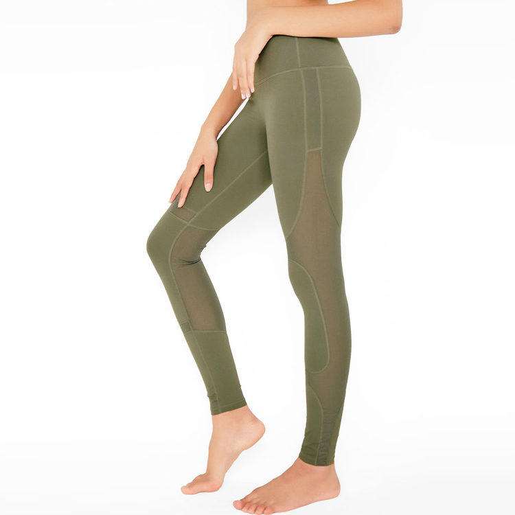 High Waist Mesh Panel Custom Compression Gym Tights Yoga Pants Leggings For Women detail pictures
