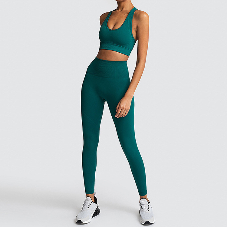 Wholesale Skinny Custom Logo Racer Back Tops High Waist Seamless Yoga Gym sets