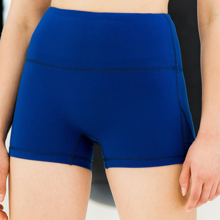 Sweat Wicking Mesh Panel Custom Logo High Waist Biker Yoga Shorts For Women detail pictures
