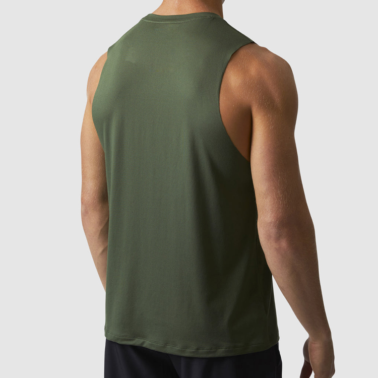 High Quality Cool Dry Cuff Off Arm Hole Custom Sports Fitness Tank Top For Men detail pictures