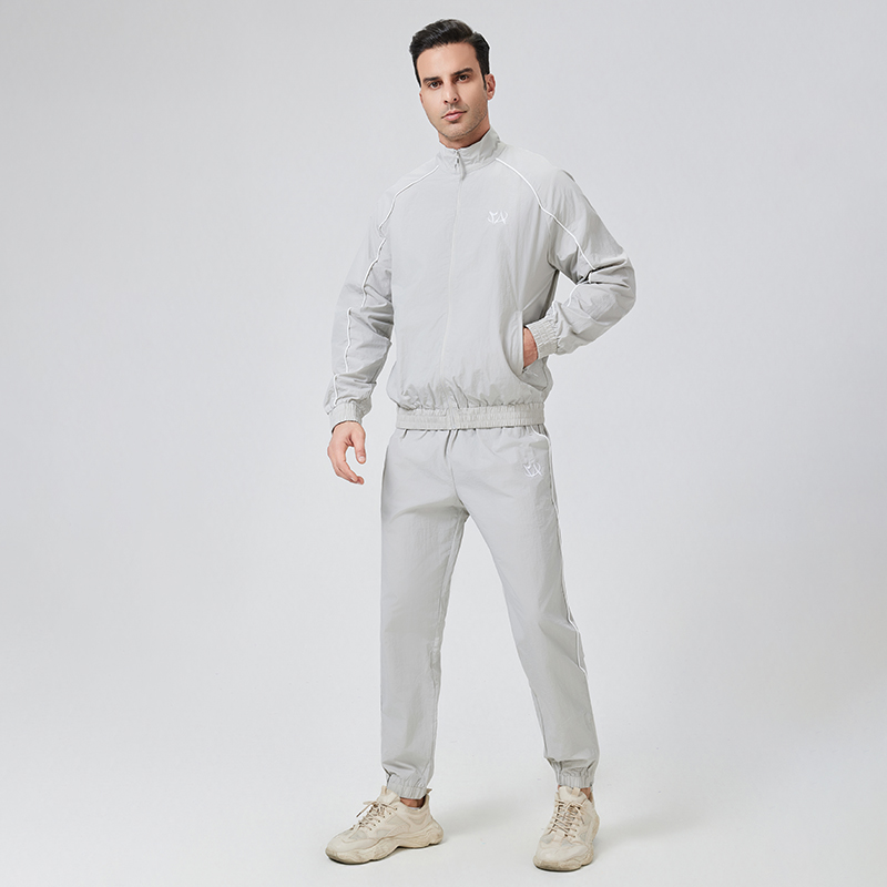 Grey TWN8 Tracksuit 100% Nylon Woven Lightweight Reflective Strip AIKA Factory In Stock Hot Sale