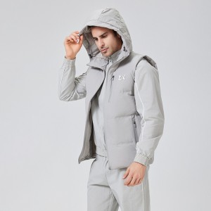 Mens Sleeveless Puff Jacket Adjustable Hood Zip Pocket  Tweny8 Brand Sport Gilets Down Waistcoat Jackets In AIKA Factory
