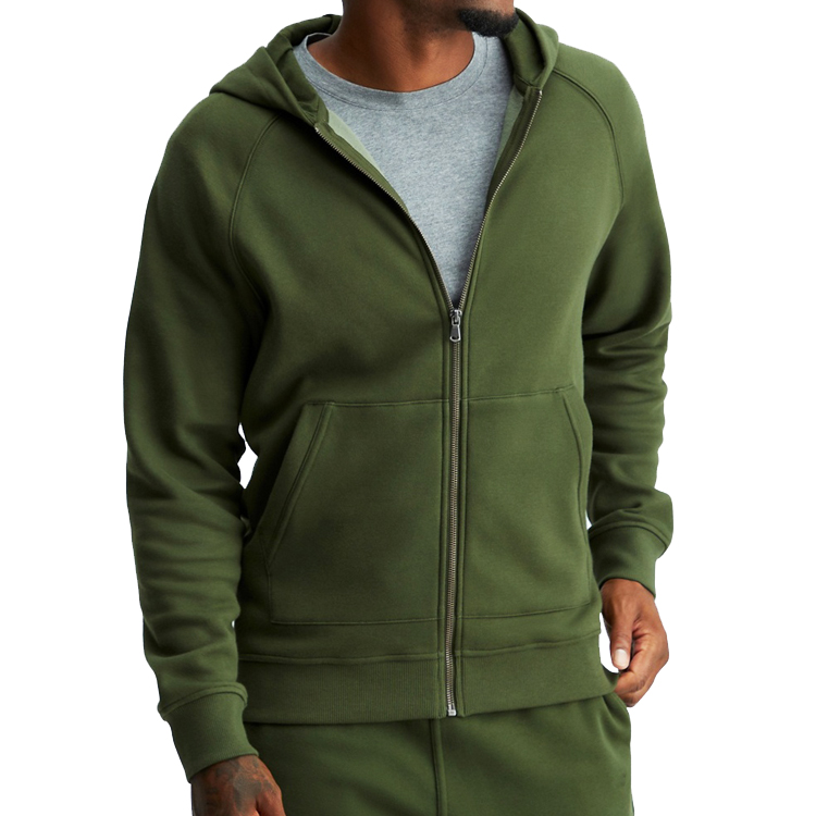 Wholesale Soft Cotton Custom Plain Active Full Zip Up Hoodies Embroidery Logo For Men