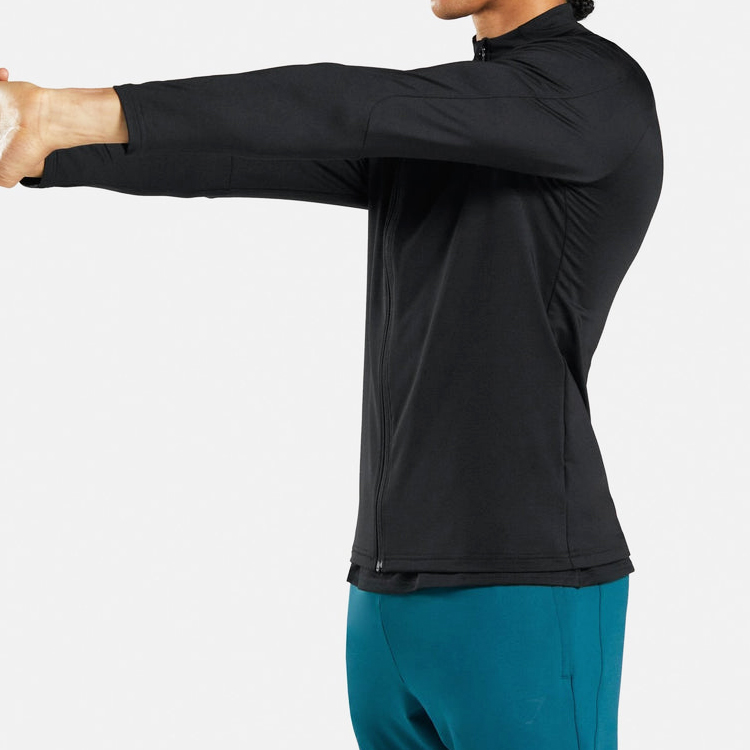 Hot Sell Lightweight Custom Training Full Zip Sports Gym Slim Fit Jacket For Men detail pictures