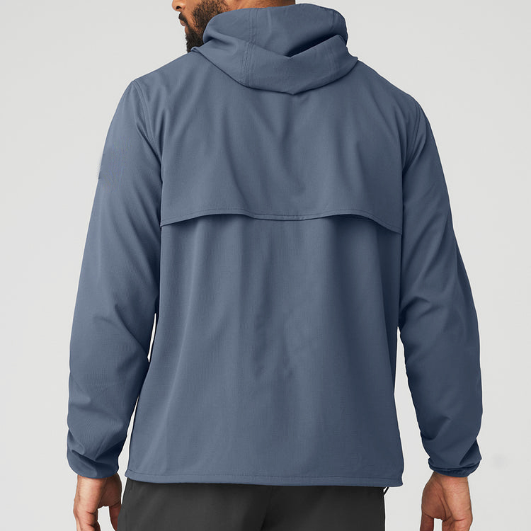 Wholesale Lightweight Custom Sports Windbreaker Full Zip Up Gym Jacket For Men detail pictures