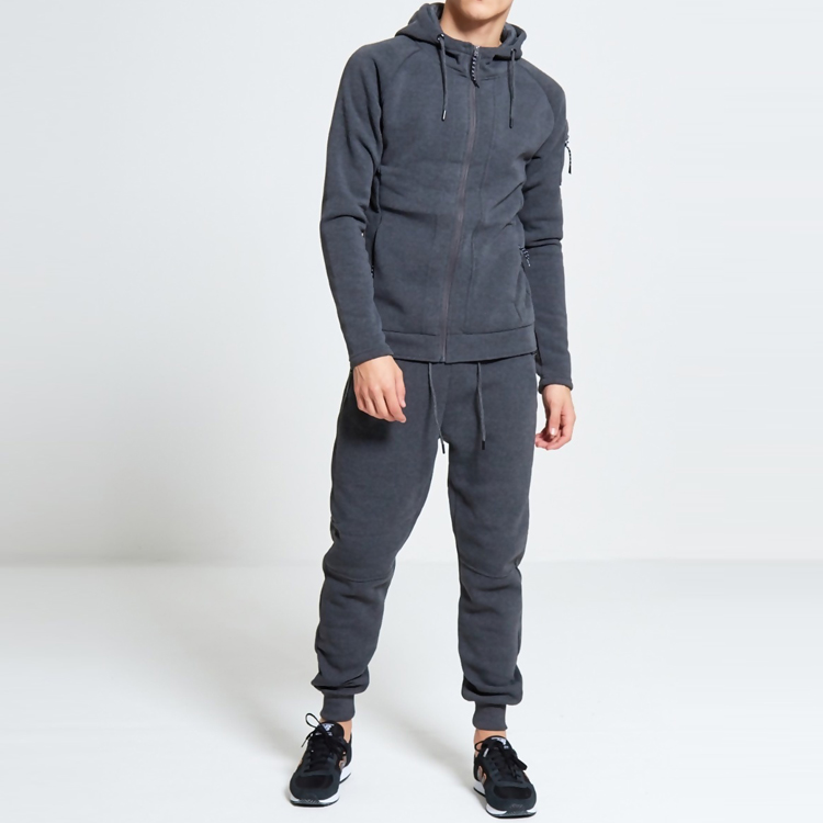 High Quality Gym Slim Fit Full Zip Up Two Pieces Customized Plain Tracksuits For Men