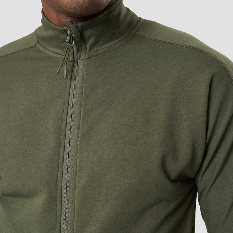 Wholesale Outdoor Custom Logo Slim Fit Full Zip Up Gym Sports Hoodie Jacket For Men detail pictures