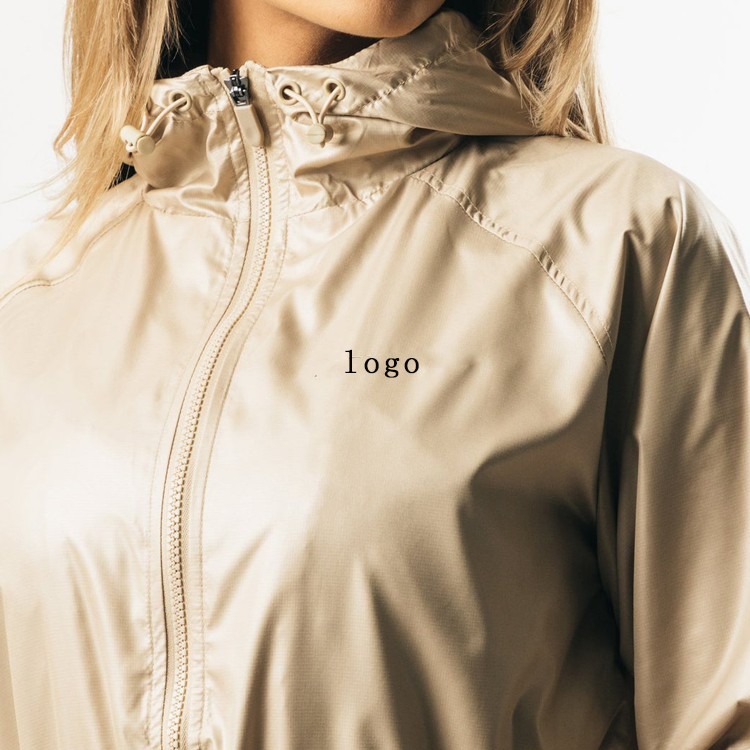 Custom 100% Polyester Lightweight Windproof Women Sports Full Zipper Windbreaker Jackets detail pictures