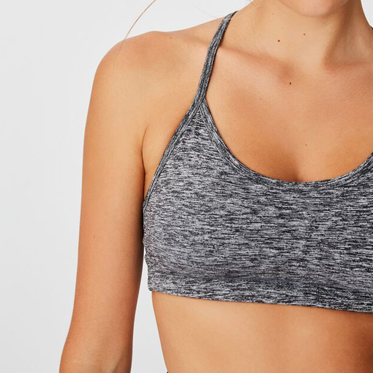 OEM High Quality Rounded Scoop Neckline Adjustable Strap Yoga Sports Bra For Women detail pictures