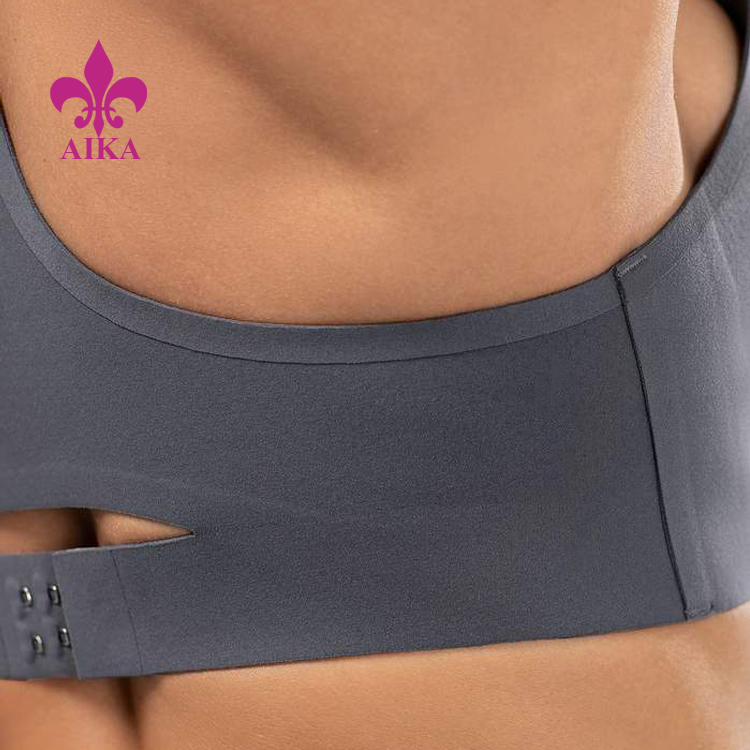 High Quality Four Way Stretch Custom Logo Racer Back Yoga Sports Bra For Women With Hook detail pictures