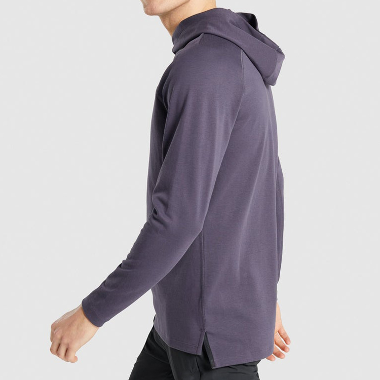 Wholesale Private Label Raglan Workout Pullover Plain Sports Cotton Hoodies For Men detail pictures