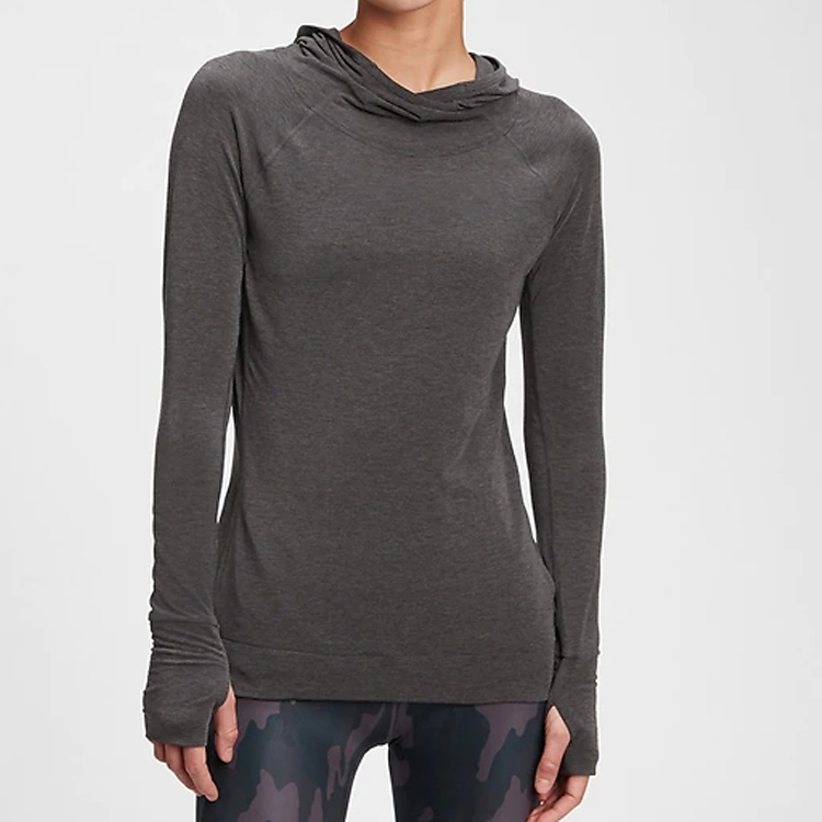High Quality Active Sports Women Slim Fit Gym Hoodies Custom Logo With Thumb Hole detail pictures