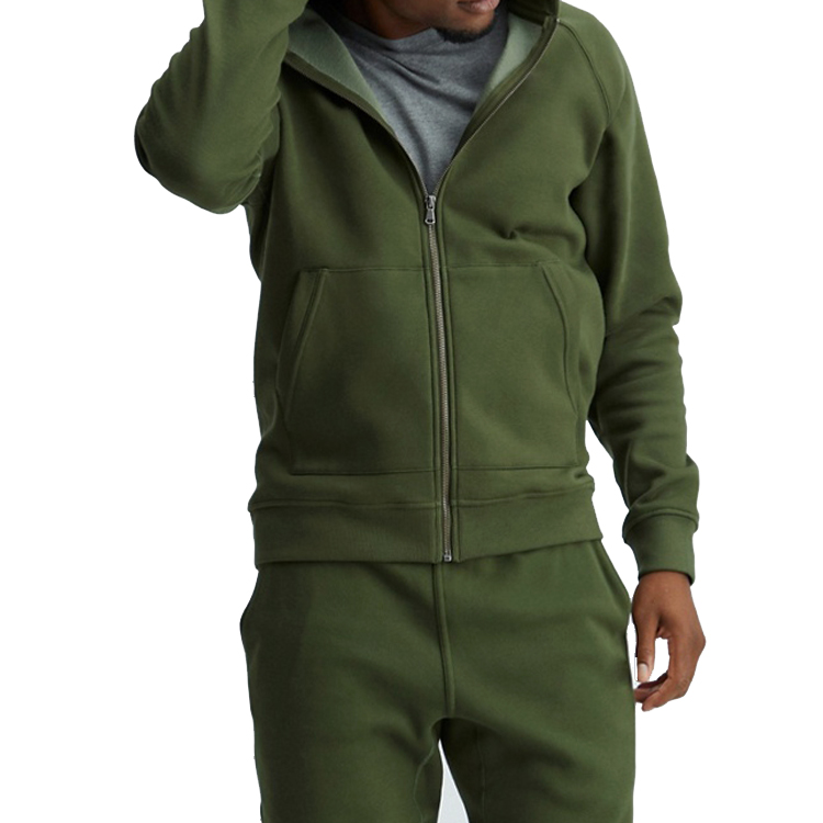 Wholesale Soft Cotton Custom Plain Active Full Zip Up Hoodies Embroidery Logo For Men detail pictures