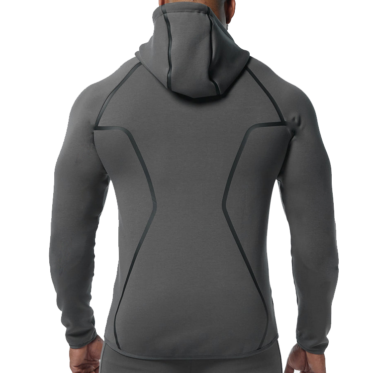 Hot Sale Essential Custom Plain Full Zip Up Active Slim Fit Hoodies With Pocket For Men detail pictures